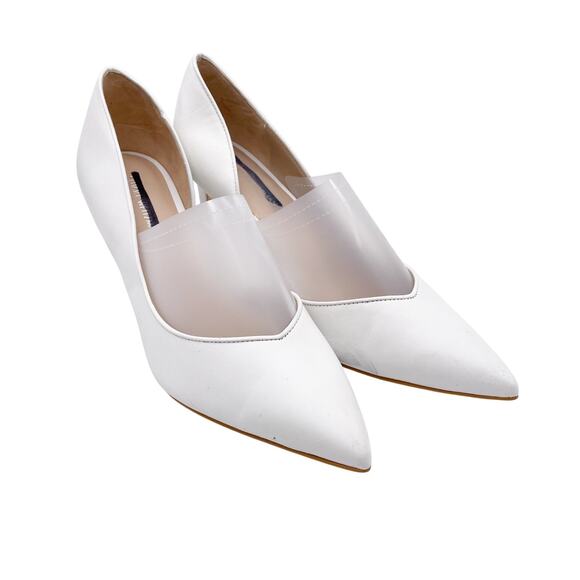 Stuart Weiztman White Leather Feminine Cutout Wedding Dress High Heels Size 7.5 - Picture 1 of 12